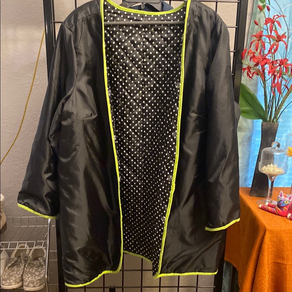 Black Quilted Jacket with Neon Trim